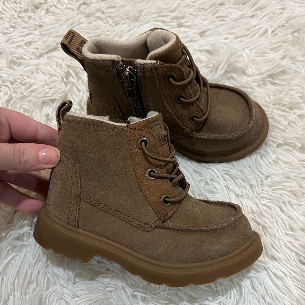 UGG Kids Brown Suede Lace-Up Ankle Boots